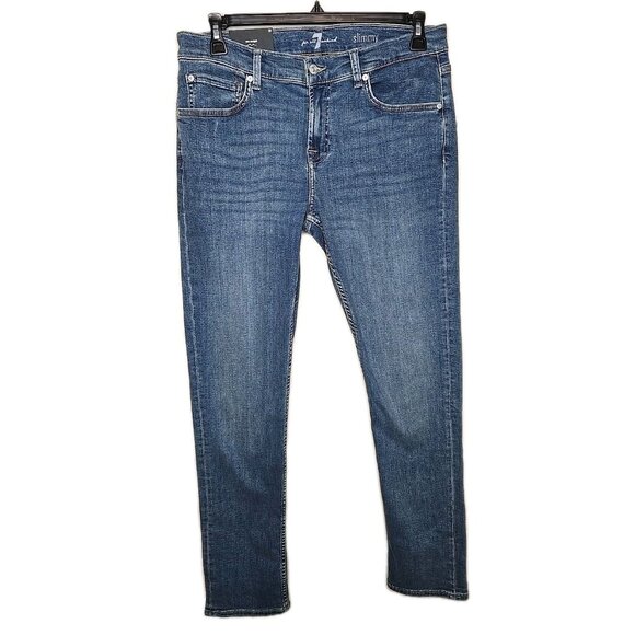 7 For All Mankind NWT Men's Slimmy Slim Straight Fit Jeans Size 34 Champlin t22 - Picture 1 of 9